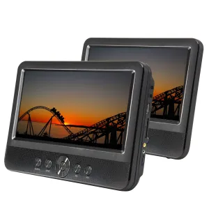 10" Twin Screen Portable DVD for Car w/ Headrest Mounting Straps