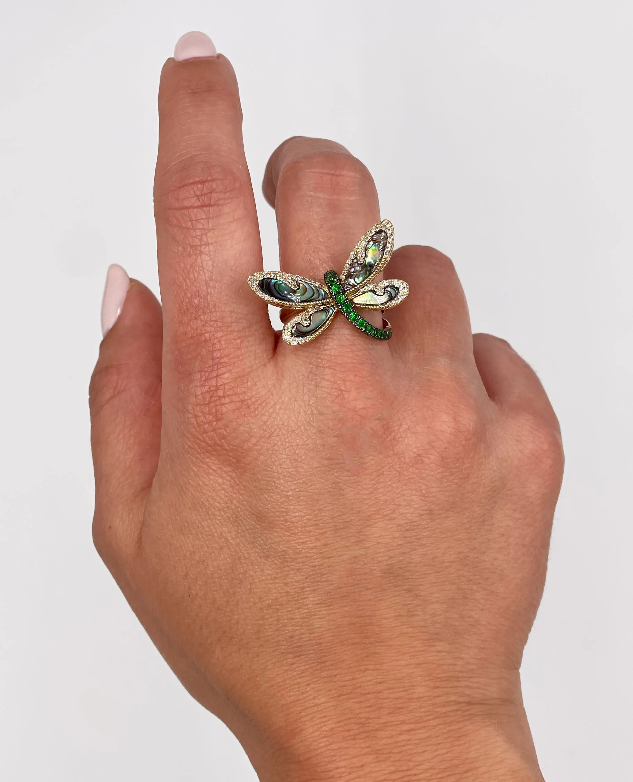 14K Yellow Gold Dragonfly Ring