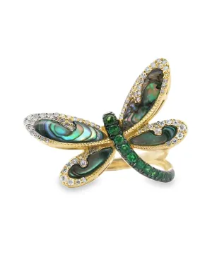 14K Yellow Gold Dragonfly Ring