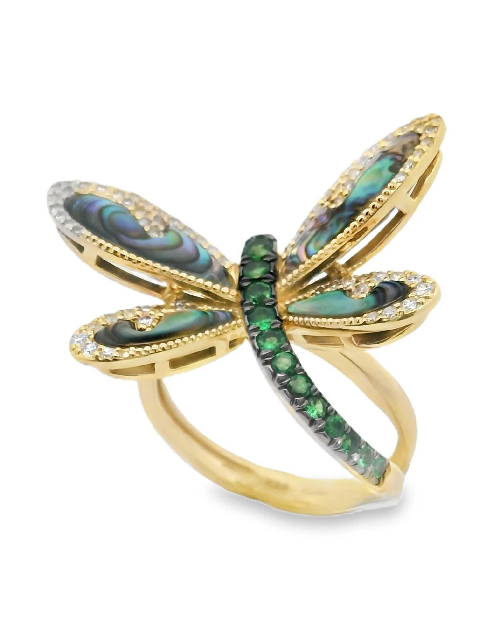 14K Yellow Gold Dragonfly Ring