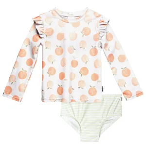 2-Piece Infant and Toddler Girls UPF 50  Peaches Rash Guard & Swim Bottoms Set