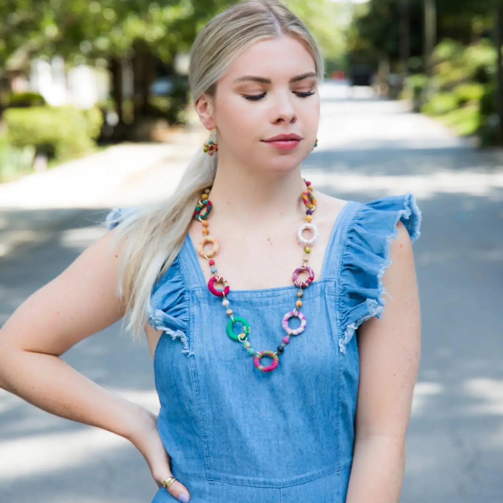 Aasha Large Rings Beaded Necklace