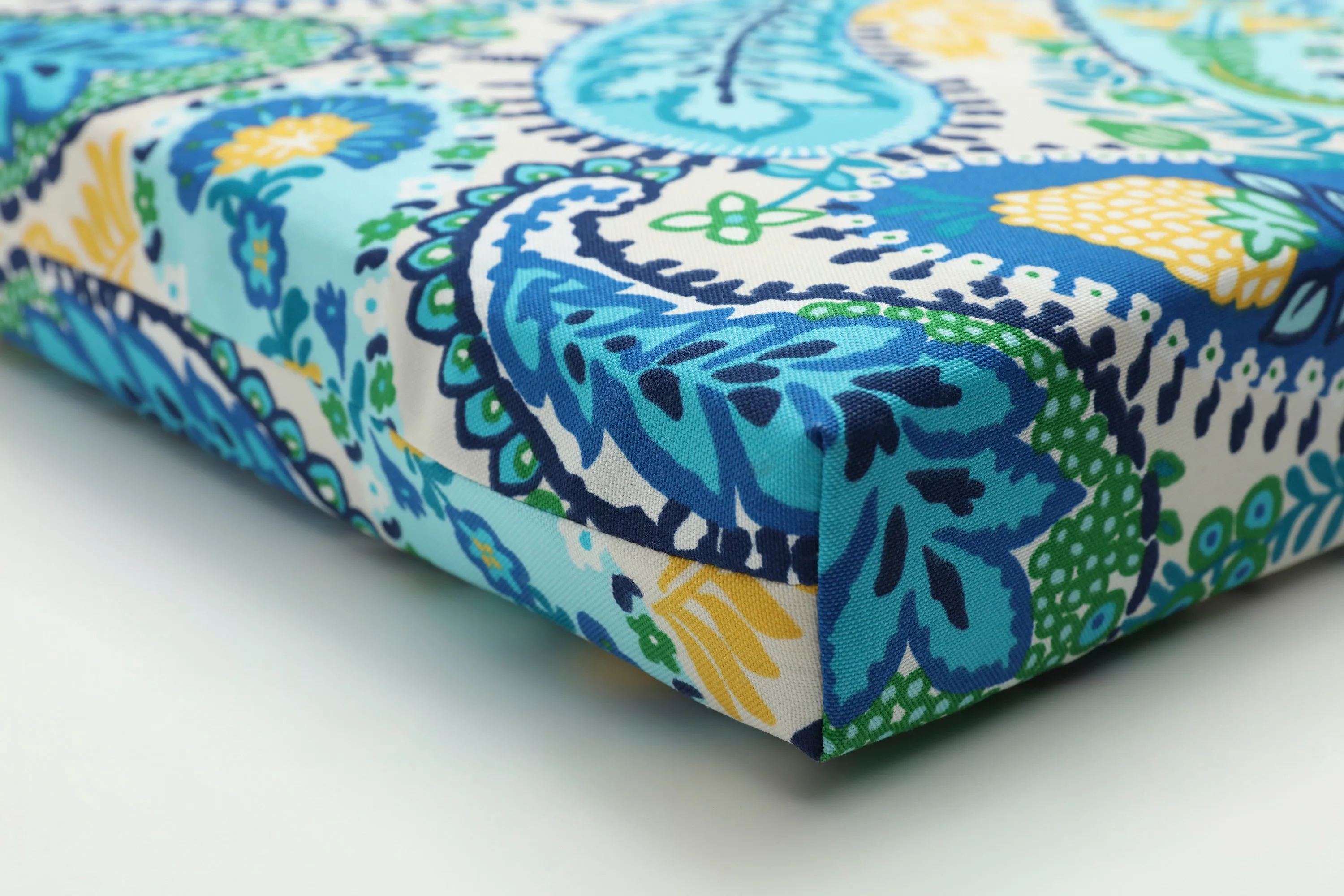 Amalia Paisley Blue Squared Corners Seat Cushion (Set of 2)