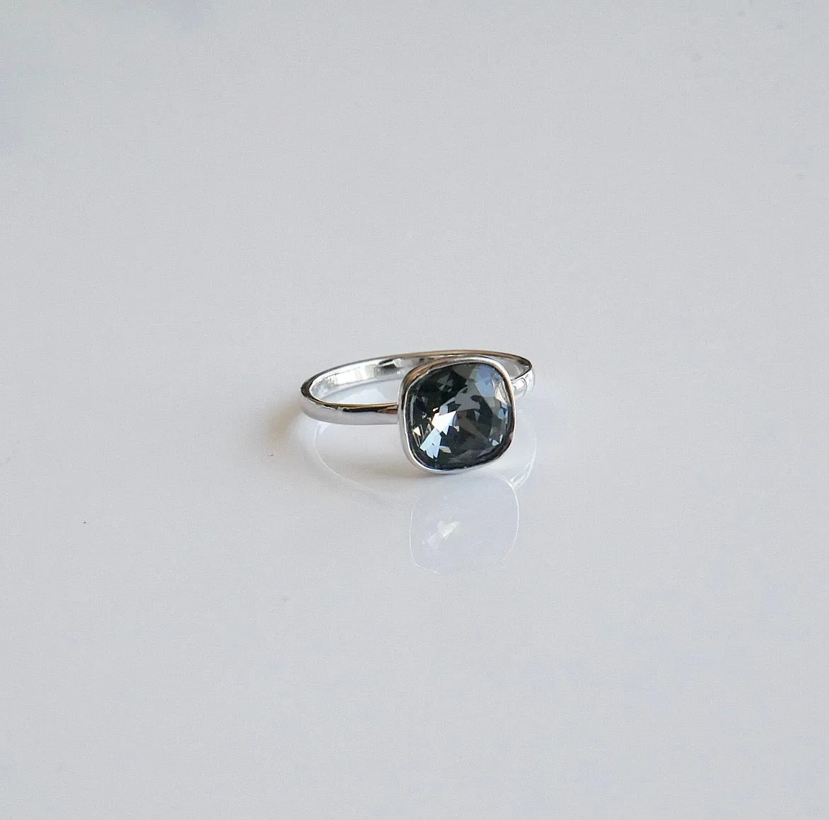 Australian Crystal Square Glam .925 Sterling Silver Rings