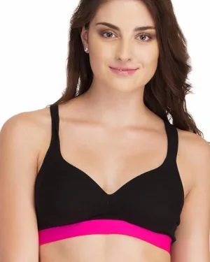 Black and Shocking Pink Sports Bra - Ladies Gym Bra - Sports Bra - Padded Sports Bra