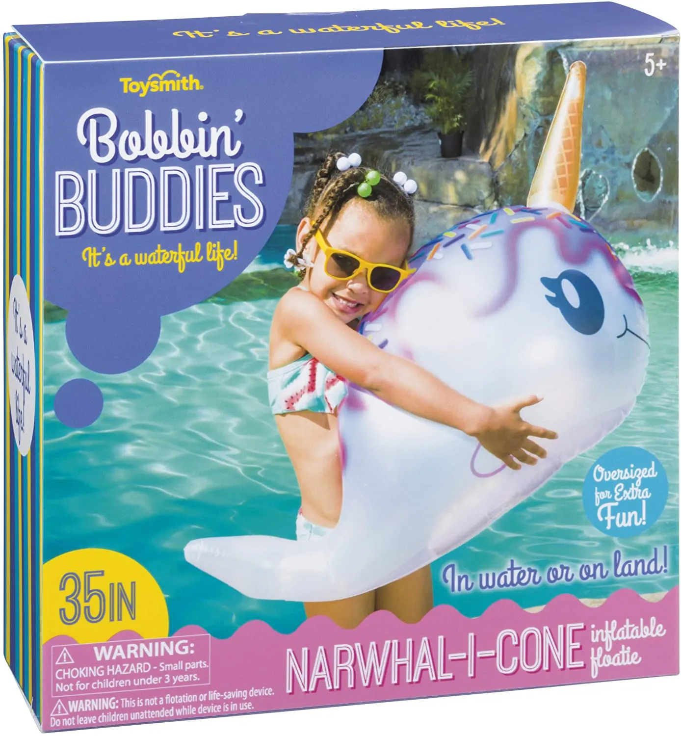 Bobbin' Buddies Narwhal-I-Cone Inflatable Pool Toy