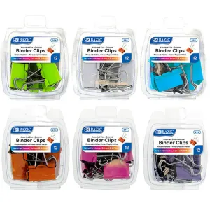 Color Binder Clip 12/Pack Assorted Size