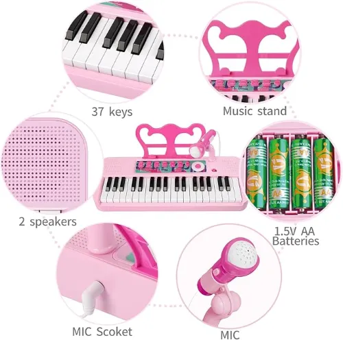 Contixo Kids Keyboard Piano - 37 Keys, 2 Speakers, Microphone Included