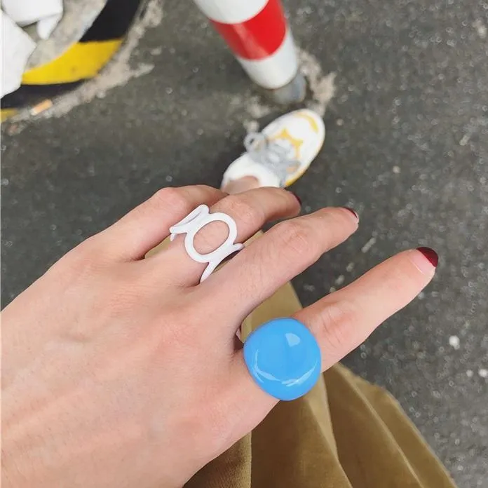 Cute Artsy Irregular Geometric Colorful Rings