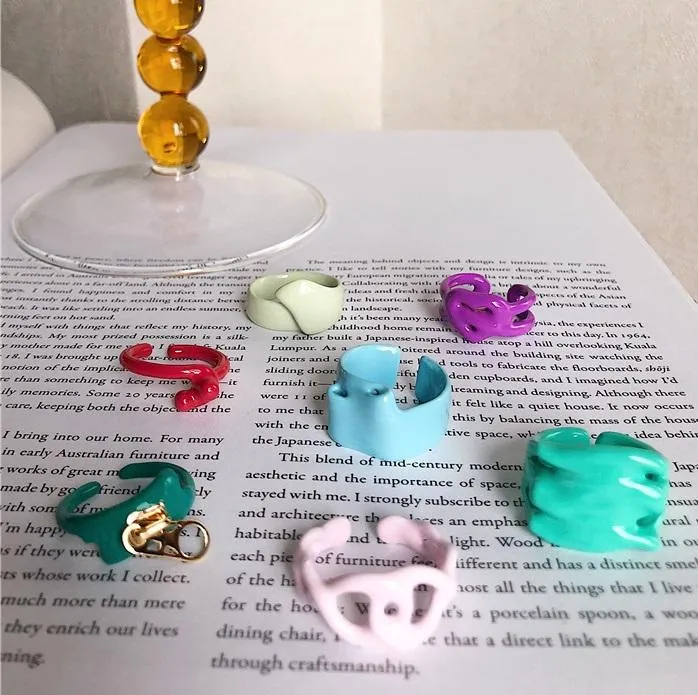 Cute Artsy Irregular Geometric Colorful Rings