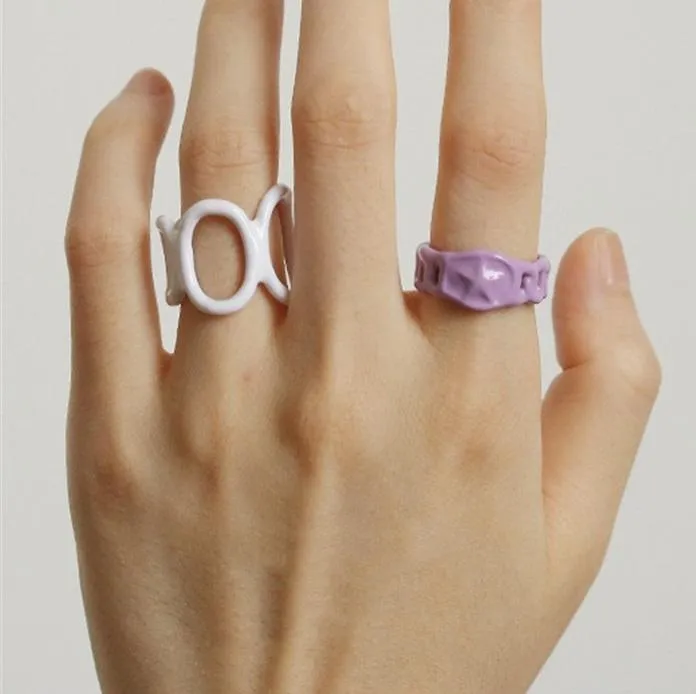 Cute Artsy Irregular Geometric Colorful Rings