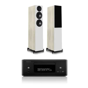 Denon RCD-N12DAB DAB  All-In-One System Black & Wharfedale Diamond 12.3 Floorstanding Speaker (Pair) Light Oak