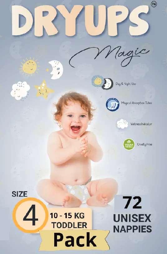 Dryups Magic Nappies Unisex Size 4 Toddler (10-15kg)