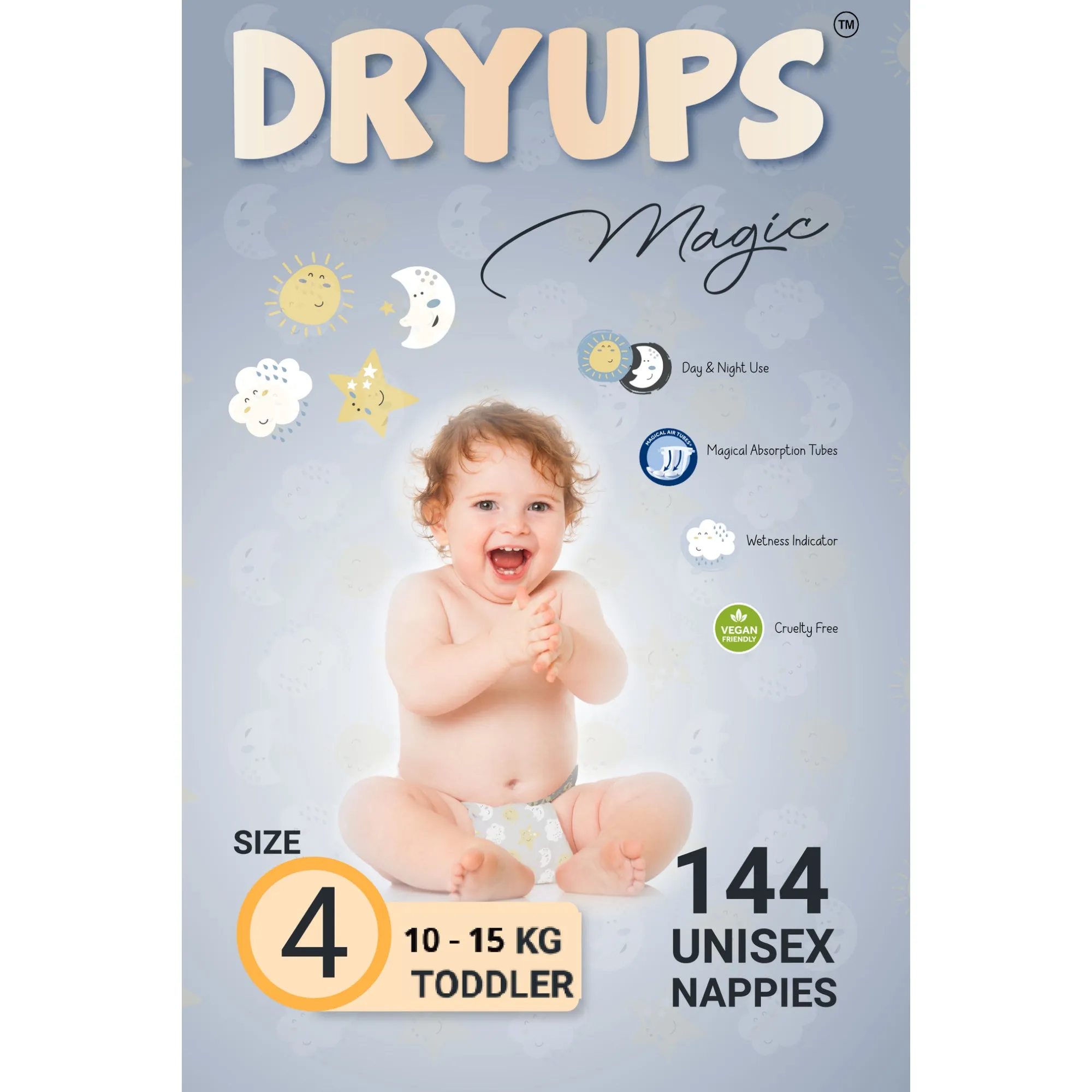 Dryups Magic Nappies Unisex Size 4 Toddler (10-15kg)