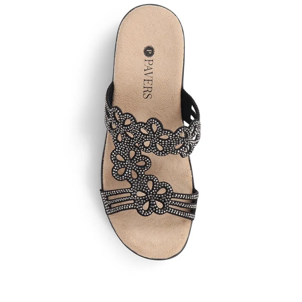 Embellished Floral Mules - POLY39025 / 325 441