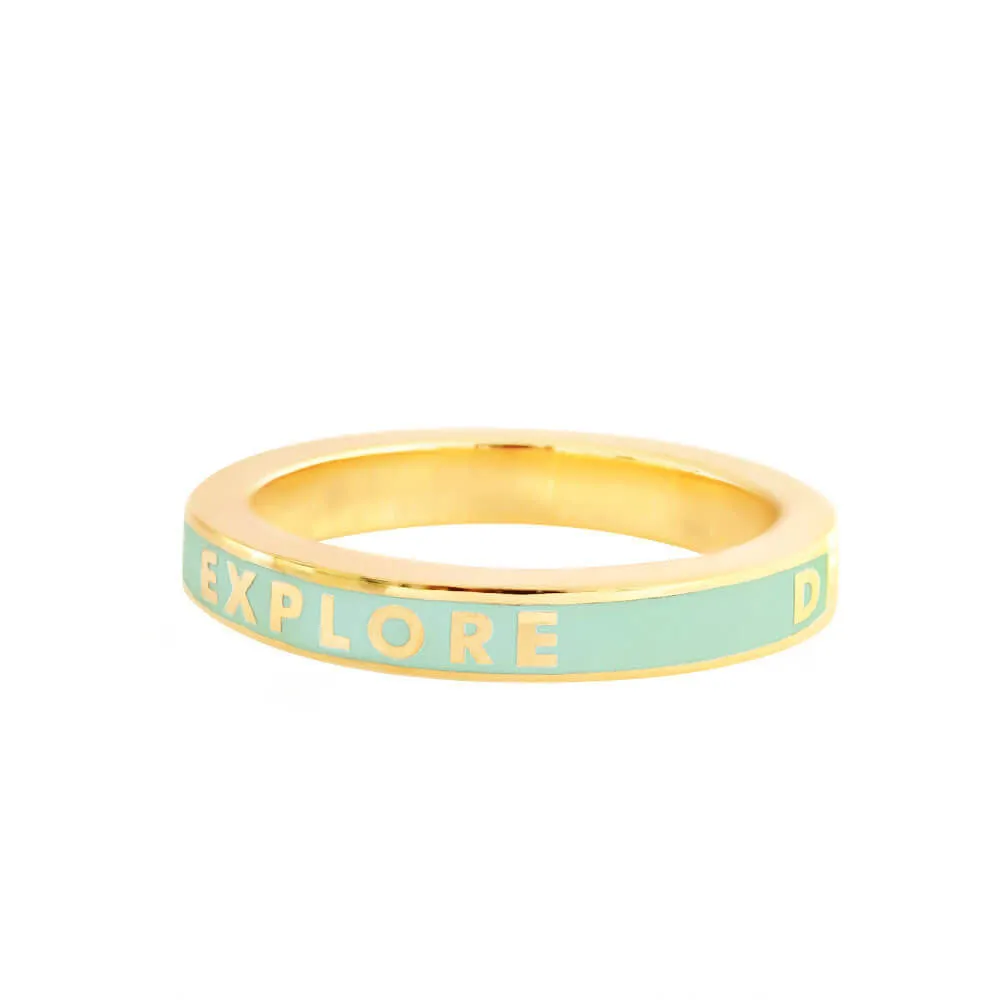 Explore Dream Discover Ring, Mint Enamel, Gold