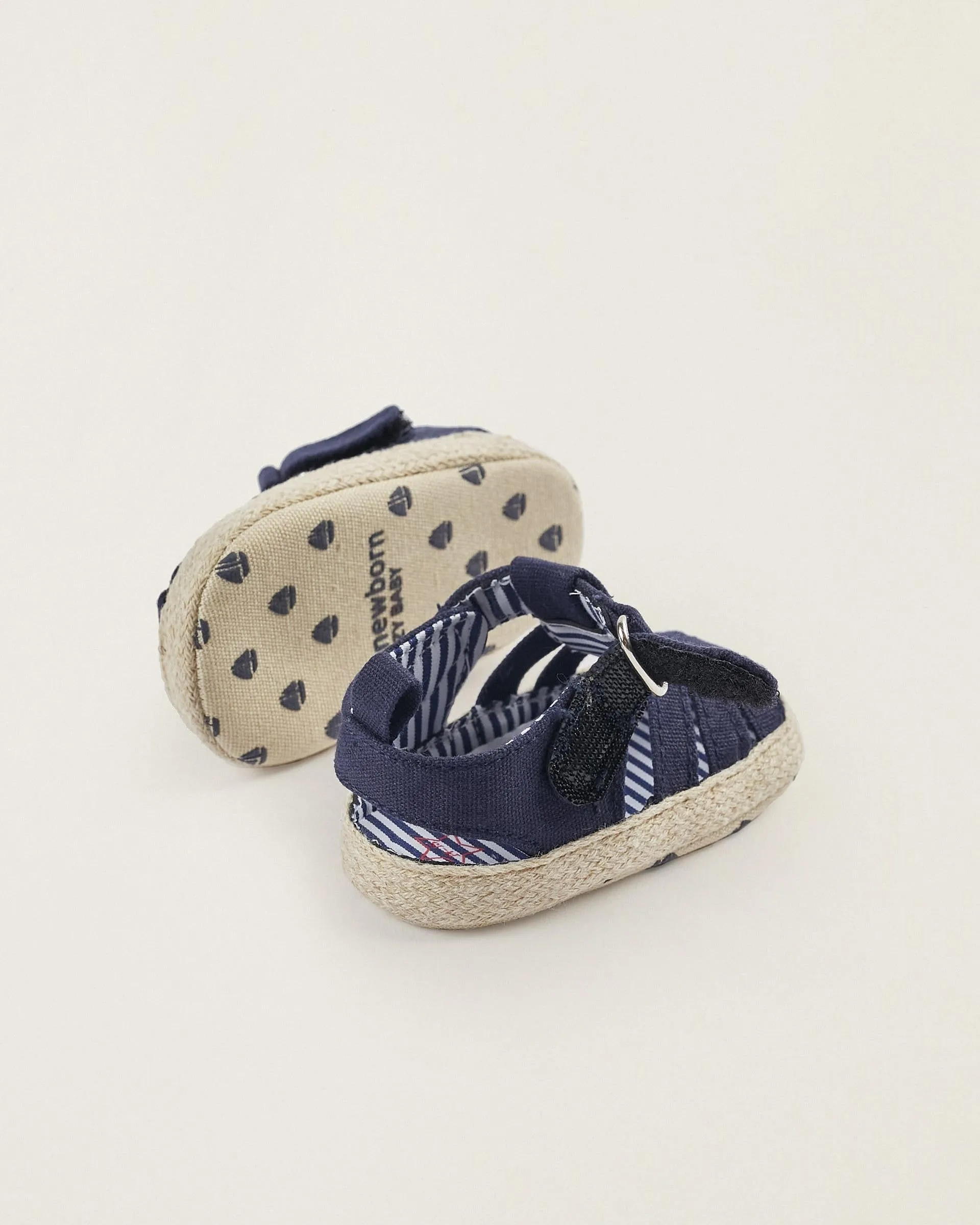 Fabric Strappy Sandals for Newborn Boys, Dark Blue