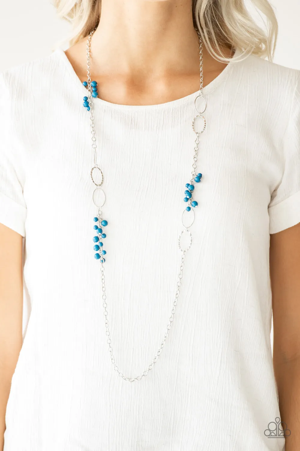 Flirty Foxtrot - Blue Necklace