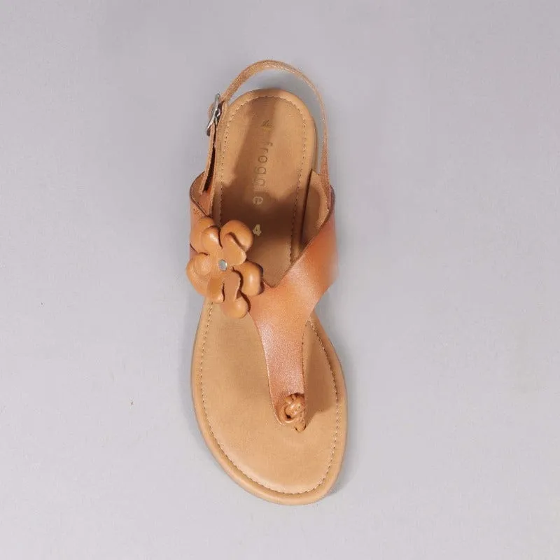 Flower Thong Sandal in Natural - 12621