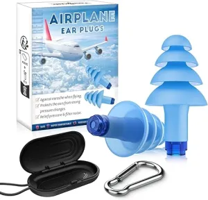 Flying Earplugs-Travel Essentials for Adults, Ear Pressure Relief , Soft Reusable Ear Plugs for Airplane with Carrying Case