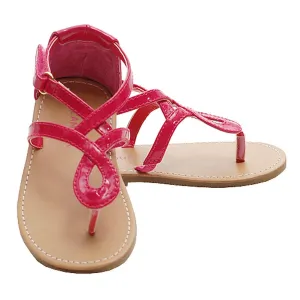 Fuchsia Patent Scroll Adjustable Flip Flop Sandals Little Girl 7-4