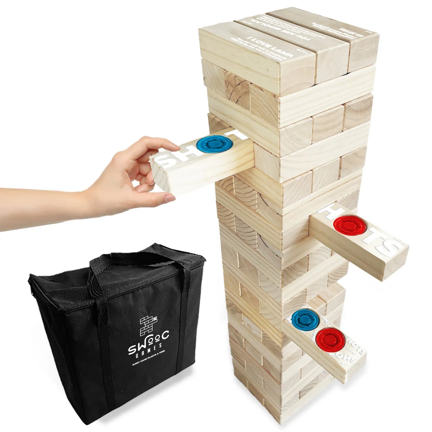 Giant Tower Party Game with Hidden Shots