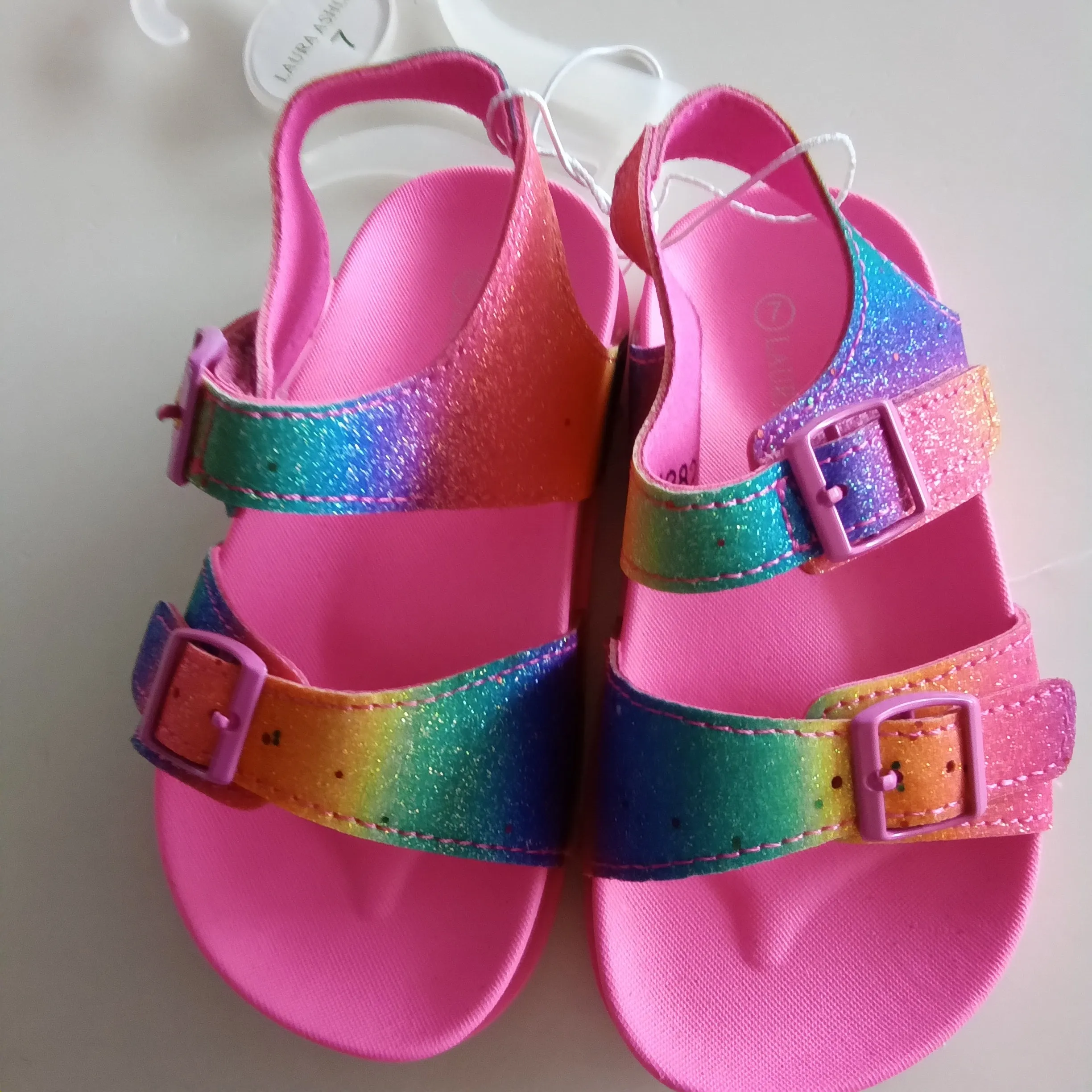 Girls Bright Multi colored Glitz Sandals | Laura Ashley