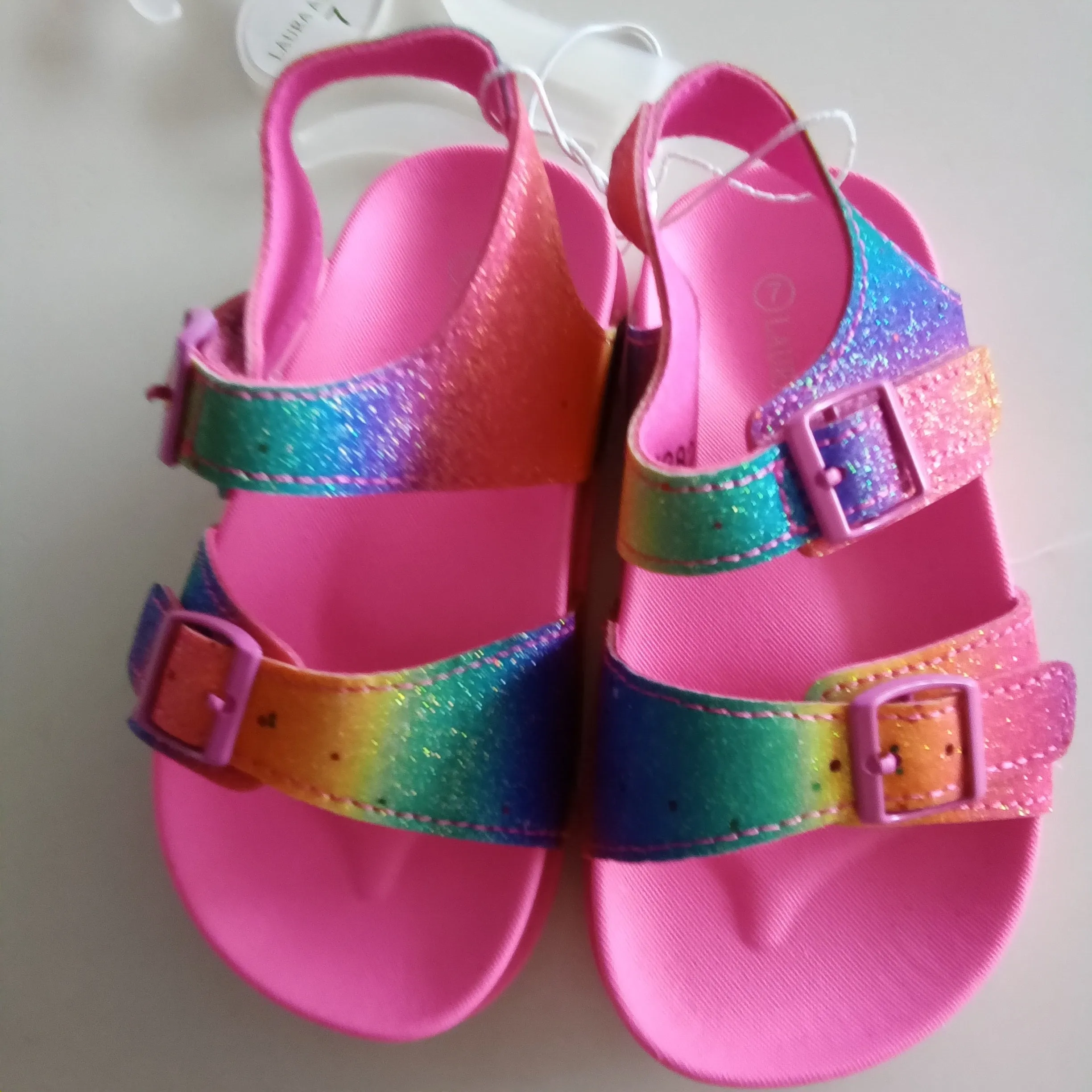 Girls Bright Multi colored Glitz Sandals | Laura Ashley