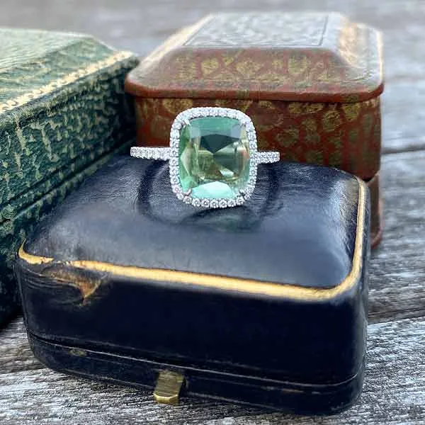 Green Tourmaline & Diamond Ring