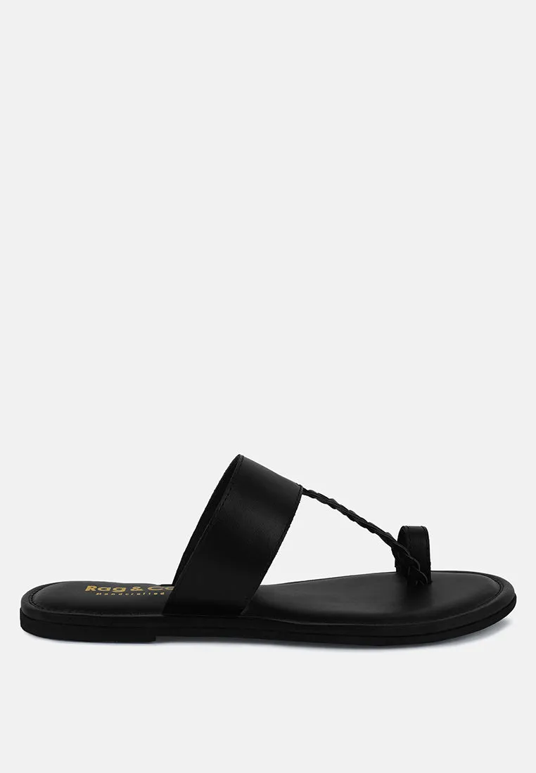 HARRIS Black Toe Ring Braided Slip Ons