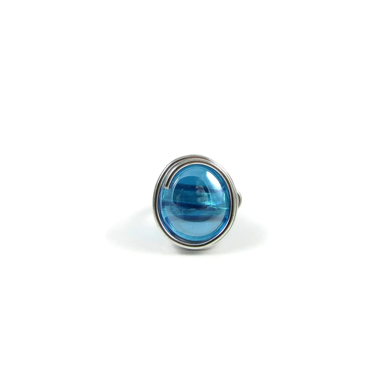 Infinity Glass Ring - Turquoise Crystal Iridescent