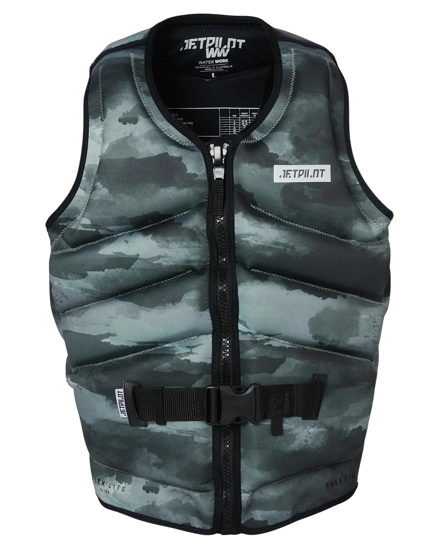 Jetpilot Freeride F/E Mens Neo Vest - Green Camo - 2023