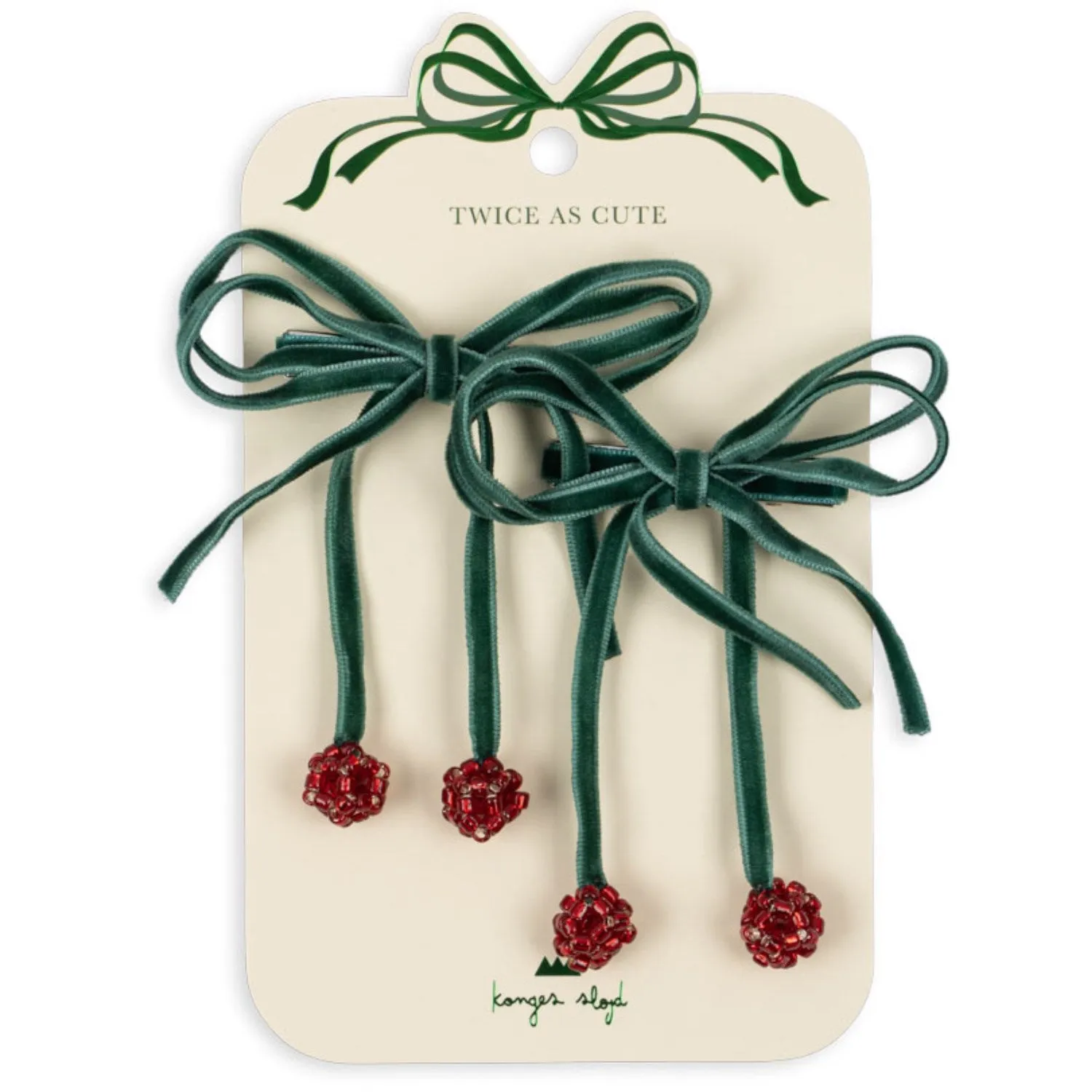 Konges Sløjd Smoke Pine 2 Pack Cherry Bow Hair Clips