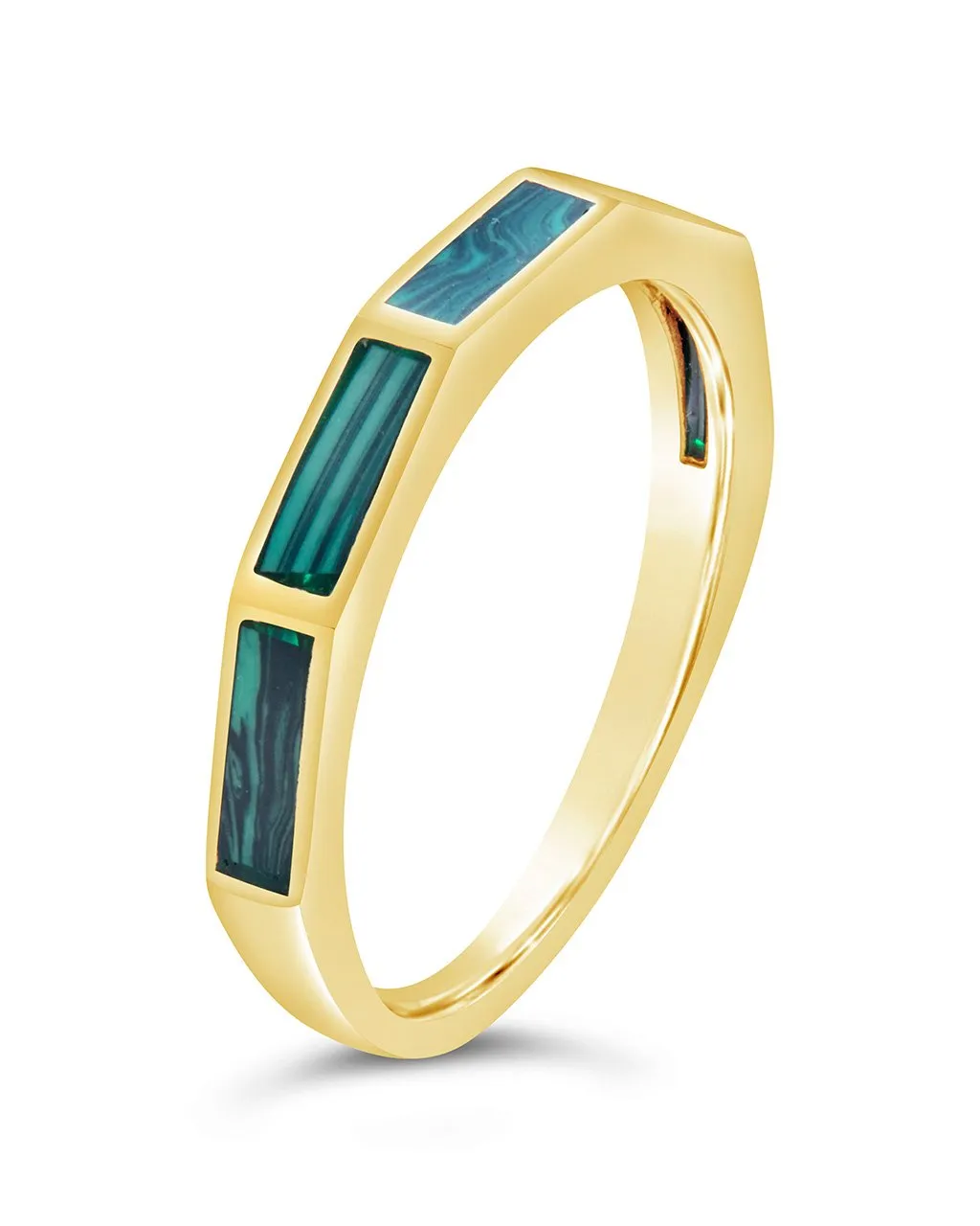 Malachite Baguette Eternity Band Ring