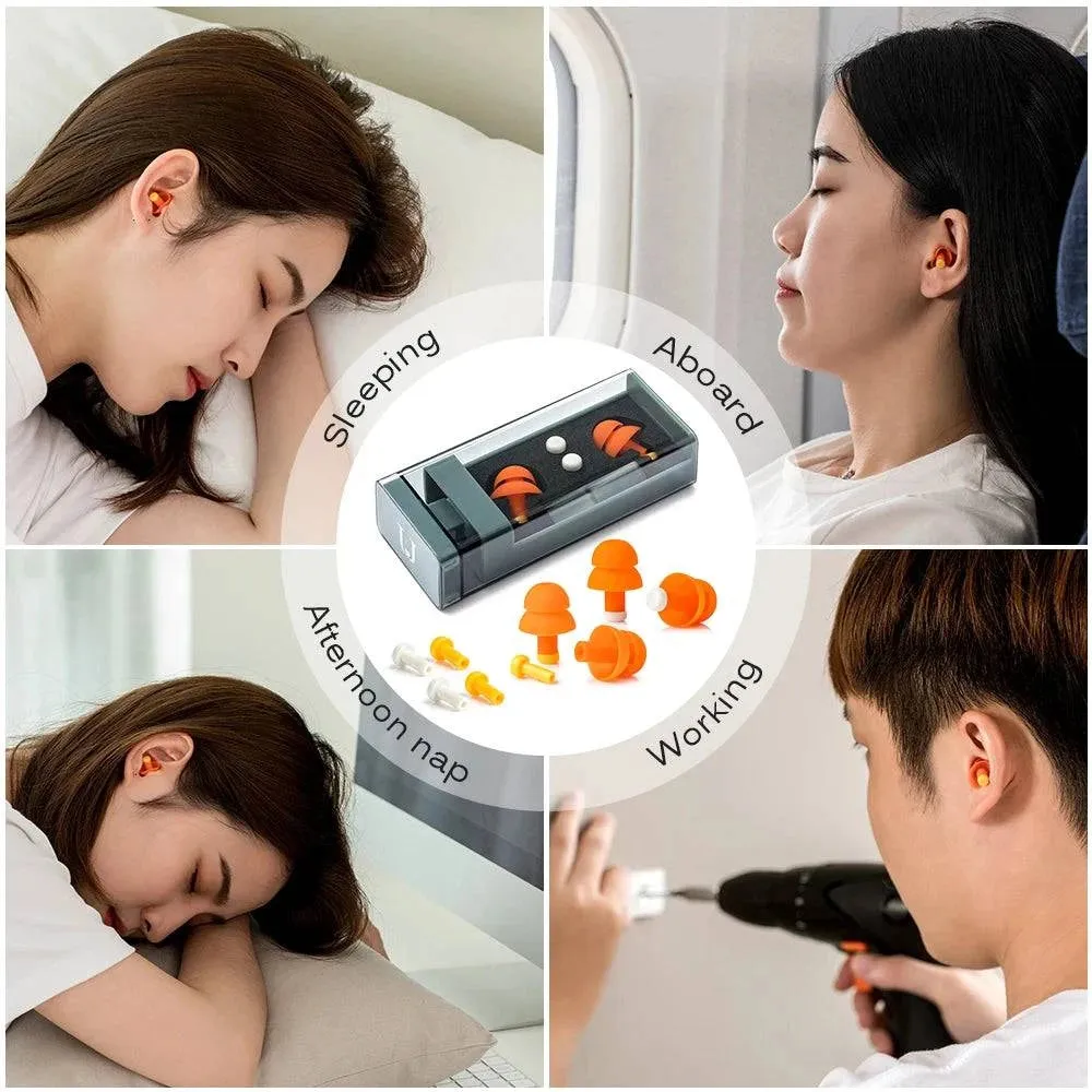 Noise Cancelling Ear Plugs Sound Blocking Earplug Noise Reduction Reusable Storage Case for Sleeping Snoring Shooting Swimming