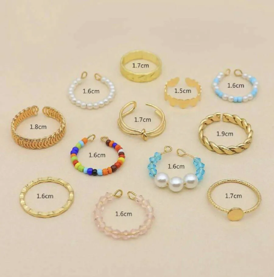 Oh La La Express Women Rings Set Colorful and beaded Pearl 12pcs