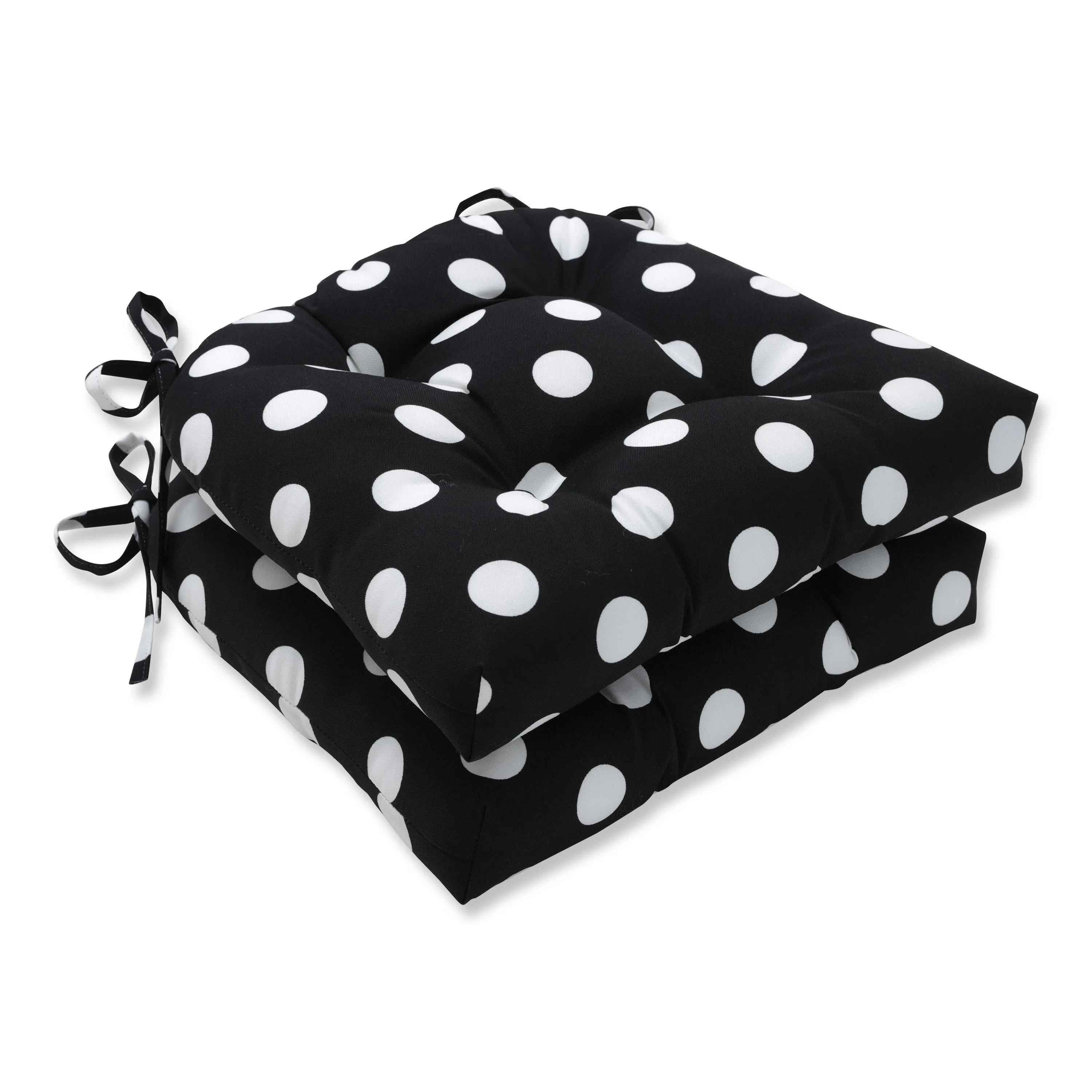 Polka Dot Black Reversible Chair Pad (Set Of 2)