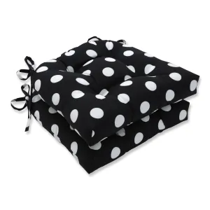 Polka Dot Black Reversible Chair Pad (Set Of 2)