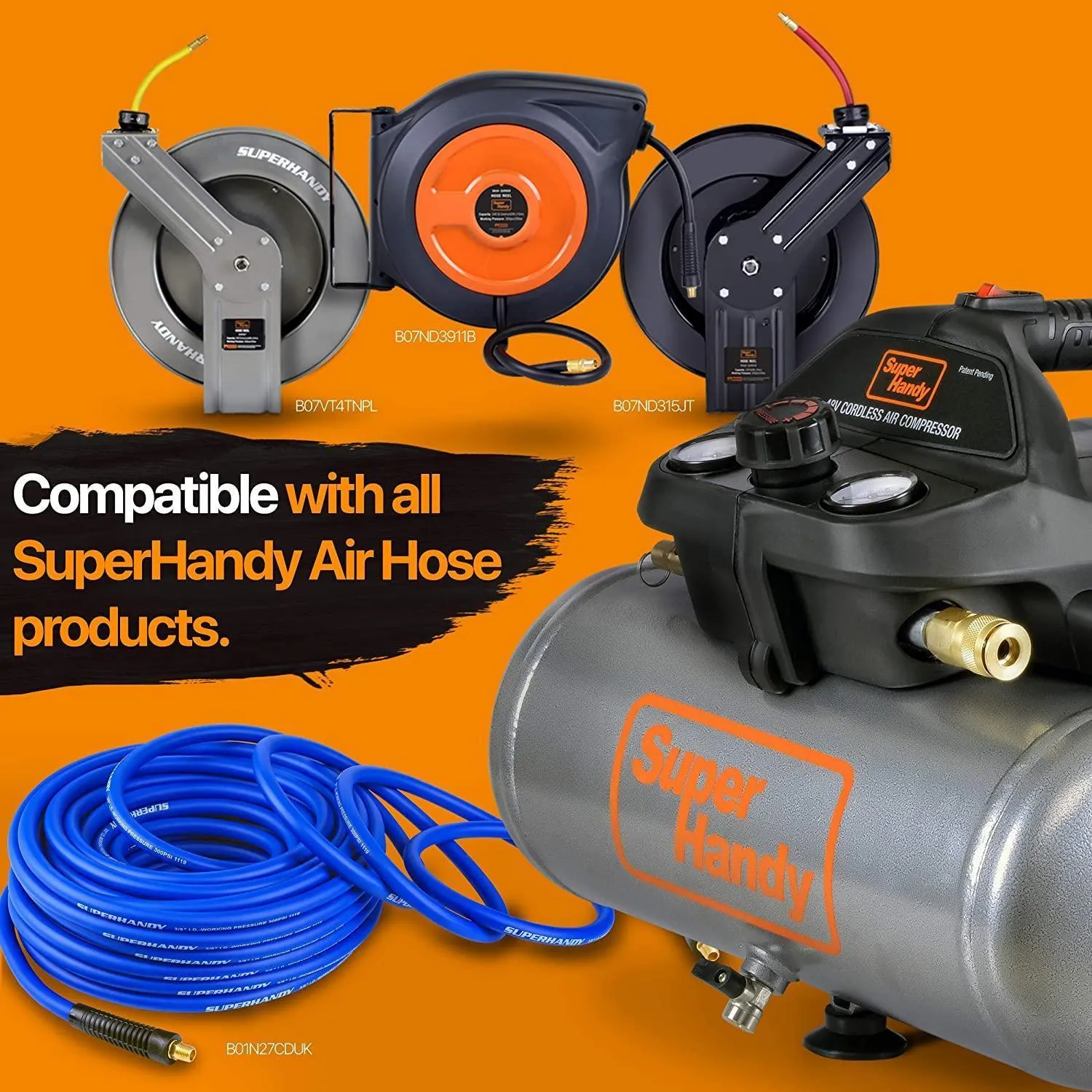 Portable Air Compressor - 48V 2Ah Battery, 2Gal Tank Dial Gauge