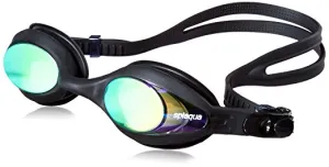 Prescription Swim Goggles with Mirror Lens, Silicone Swimming Gear with Adjustable Fit, Anti-Fog, and UV Protection with Ear Plugs & Hard Case, -1.5 to -10