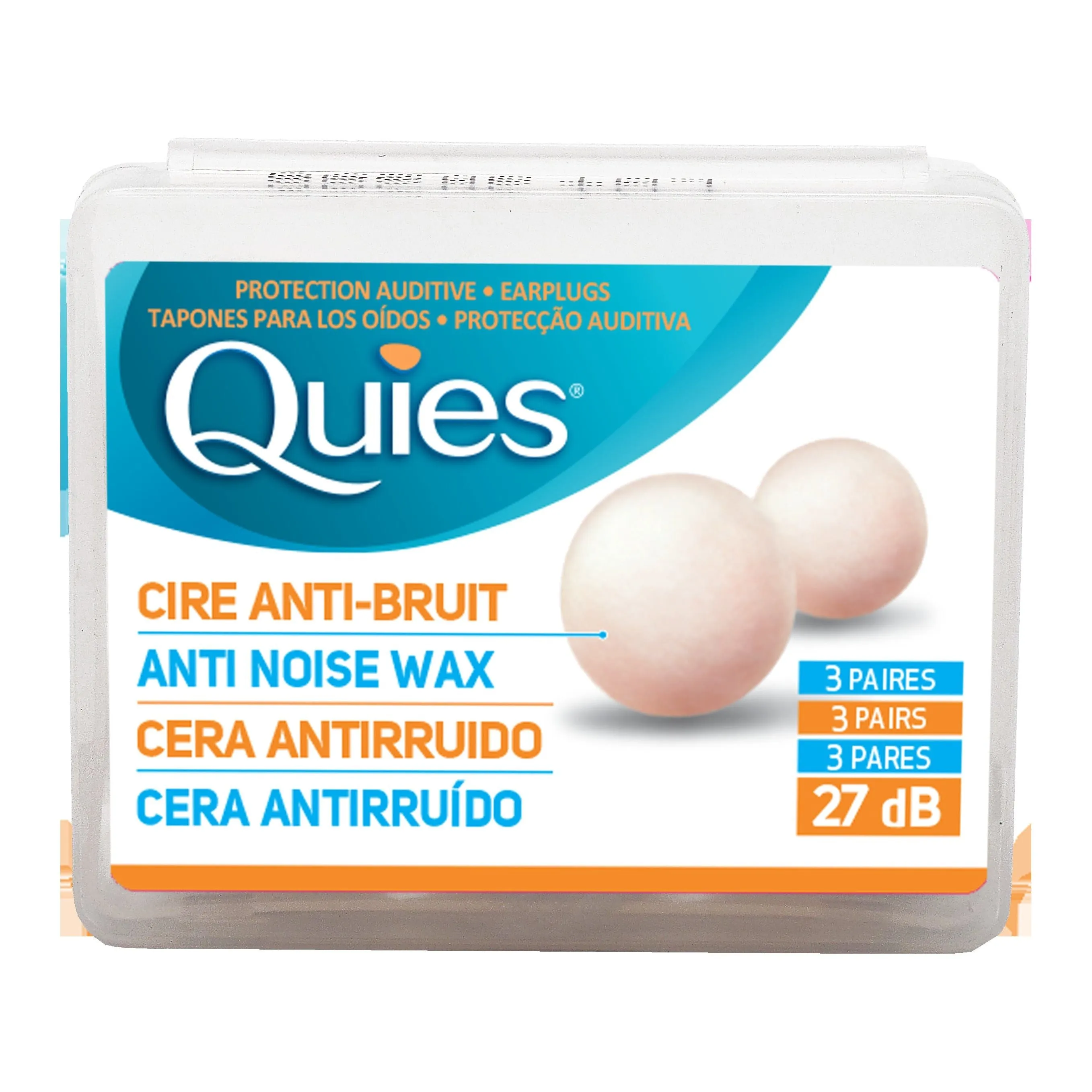 Quies Boules Moldable Wax and Cotton Ear Plugs (Pack of 3 Pairs)