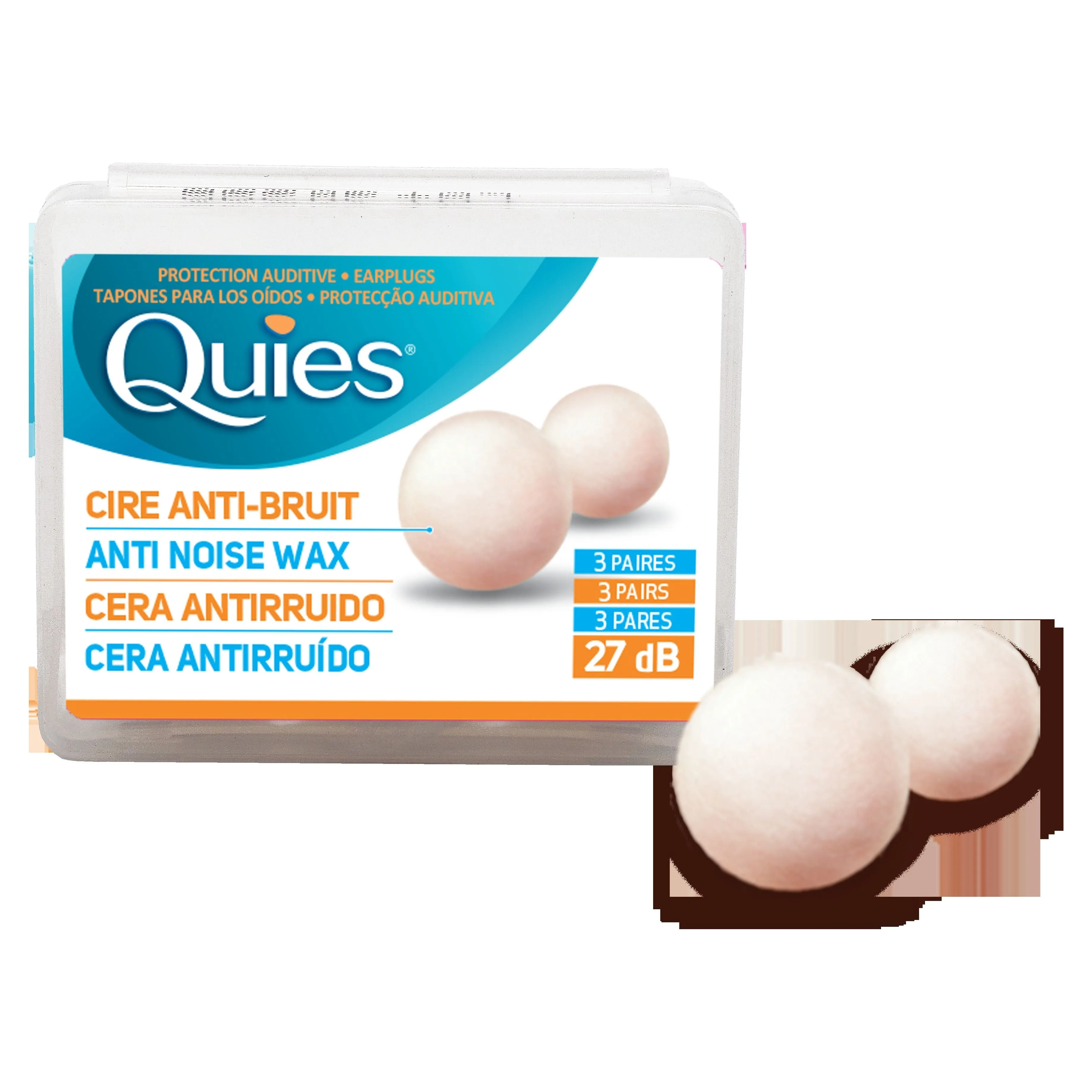 Quies Boules Moldable Wax and Cotton Ear Plugs (Pack of 3 Pairs)