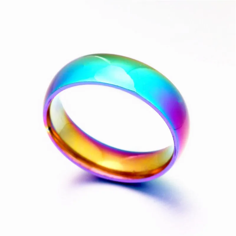 Rainbow Colorful Ring Titanium Steel Wedding Band Ring