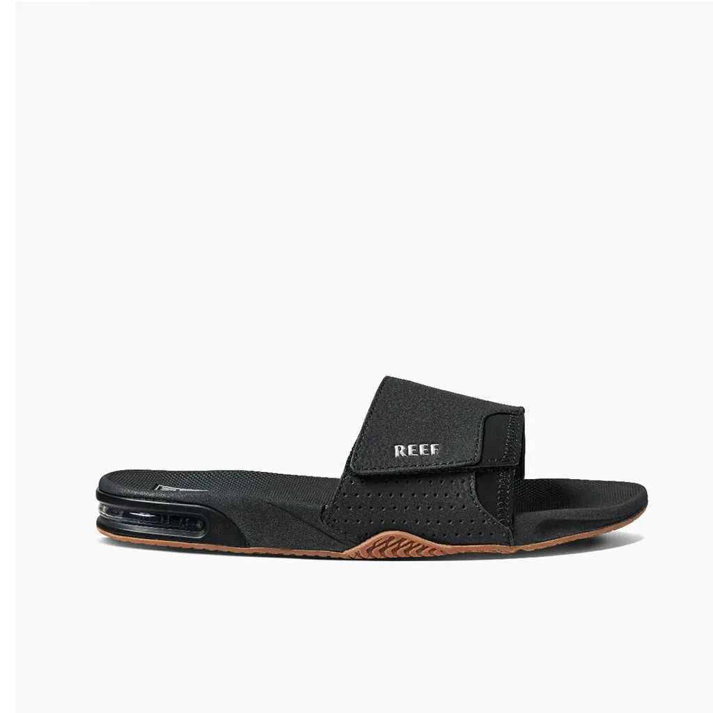 Reef Mens Fanning Slide Sandal  - Black/Silver