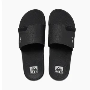 Reef Mens Fanning Slide Sandal  - Black/Silver