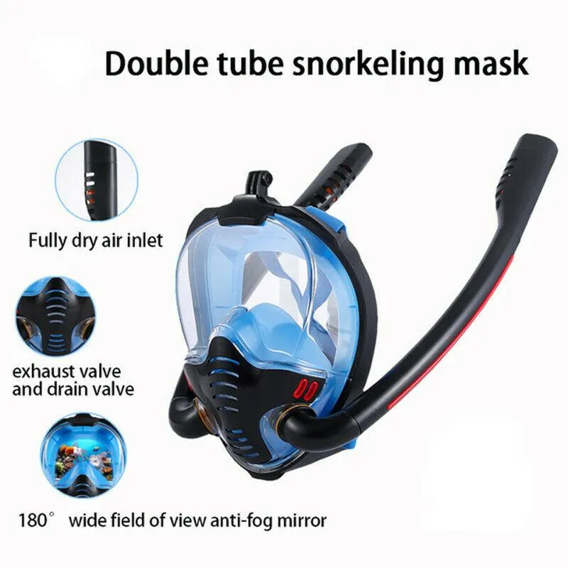 Snorkel Mask Safe Double Breathing System Full Face Snorkeling Anti Leak/Fog AU