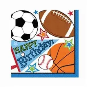 Sports Birthday Luncheon Napkins - 16 Napkins/Pack or 288 Napkins/Unit