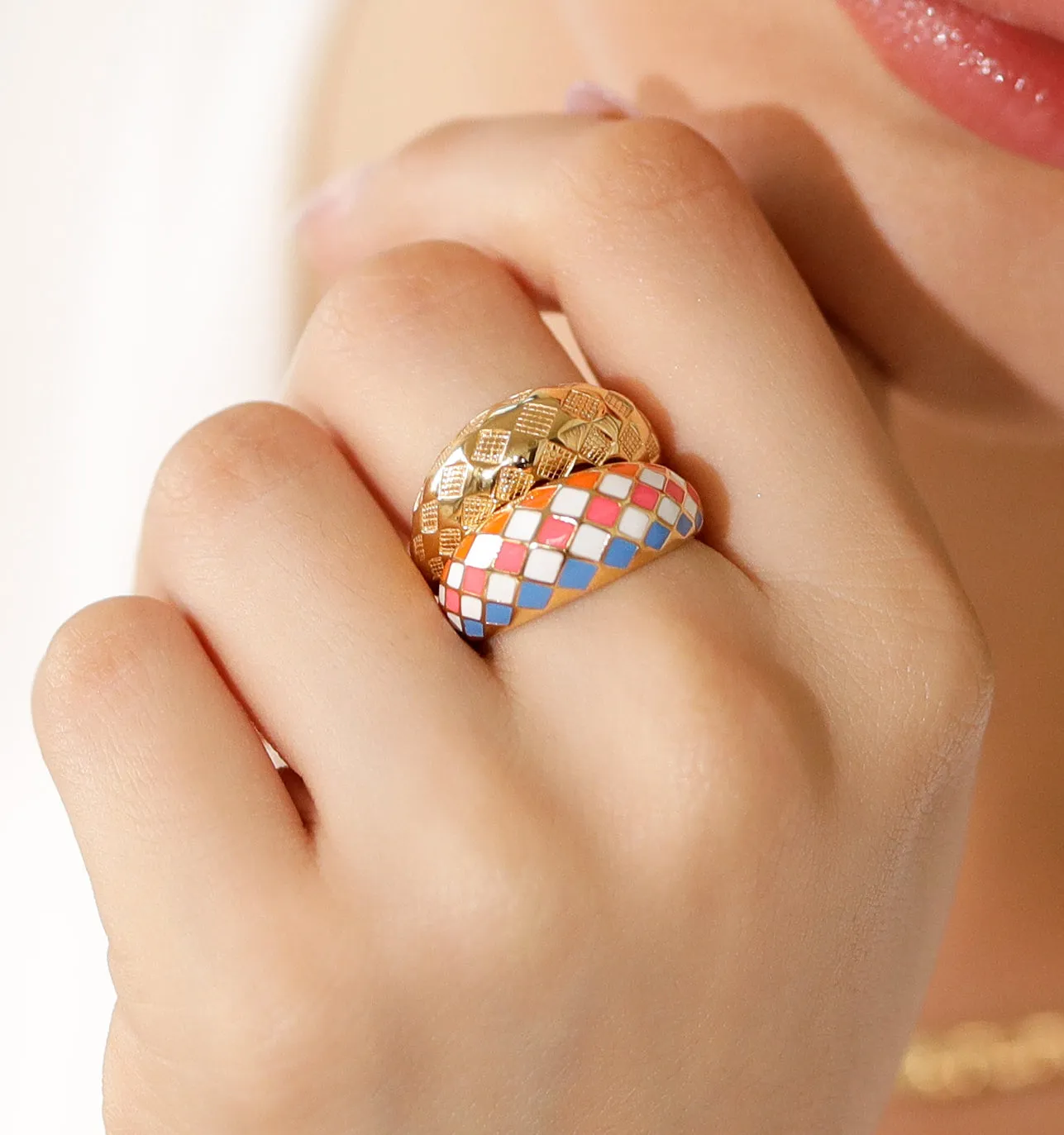 Sunrise Checkered Ring