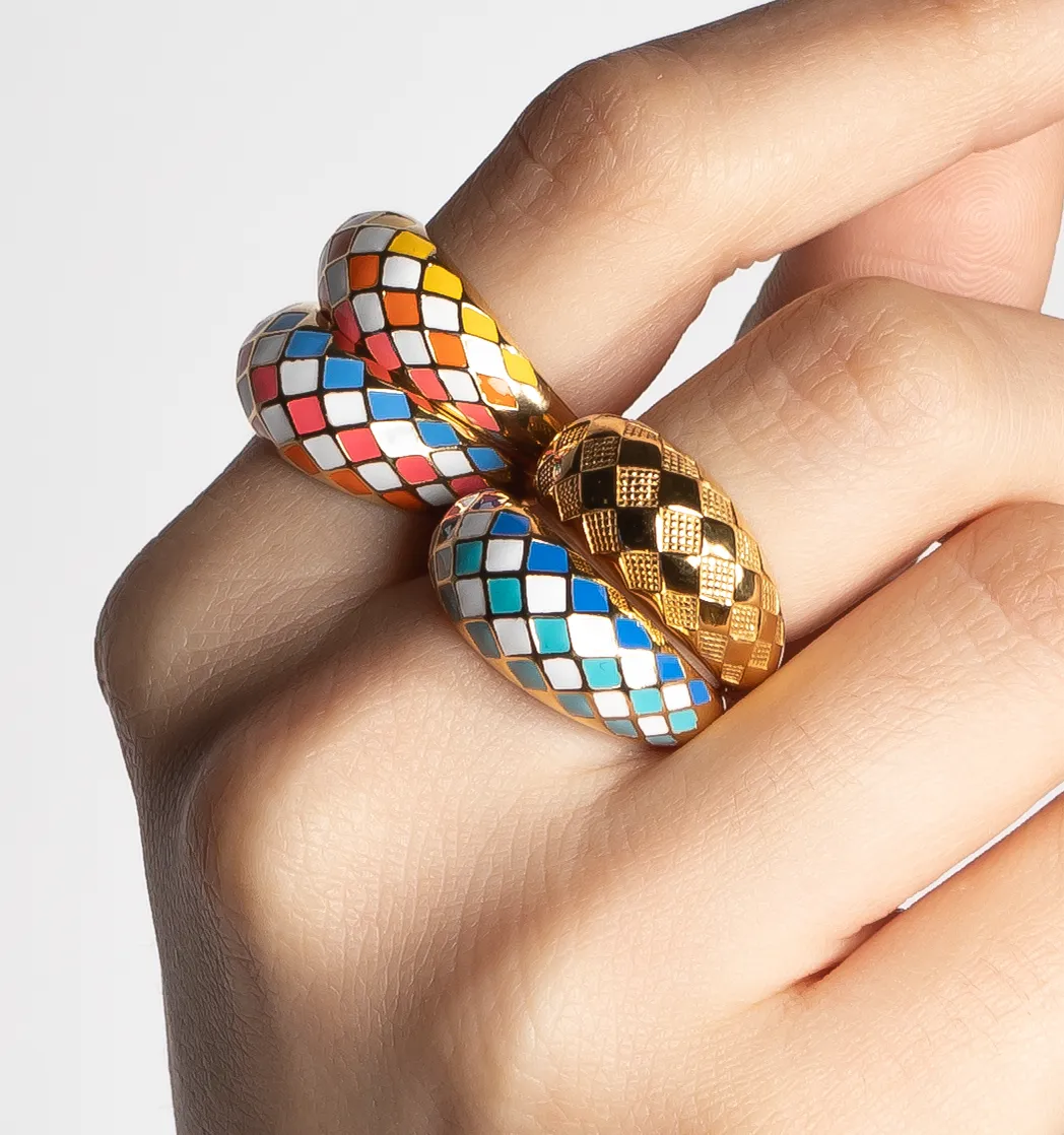 Sunrise Checkered Ring