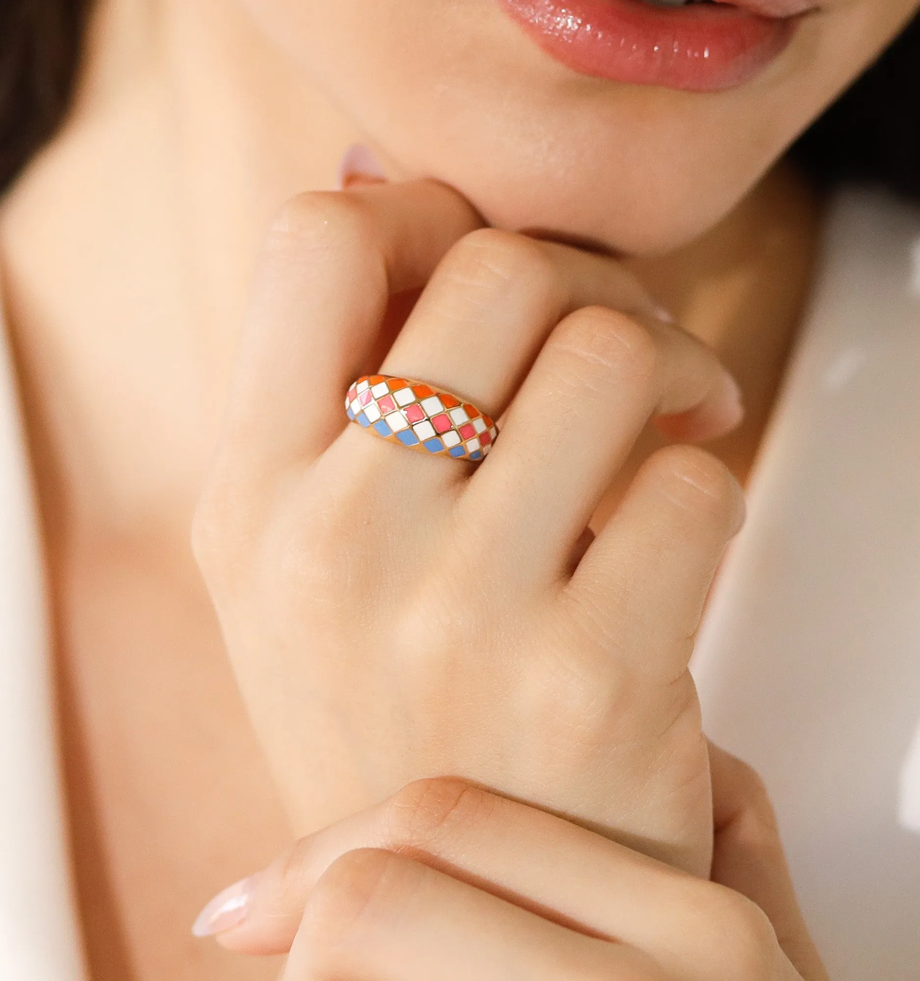 Sunrise Checkered Ring